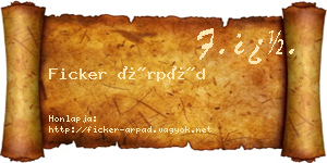 Ficker Árpád névjegykártya